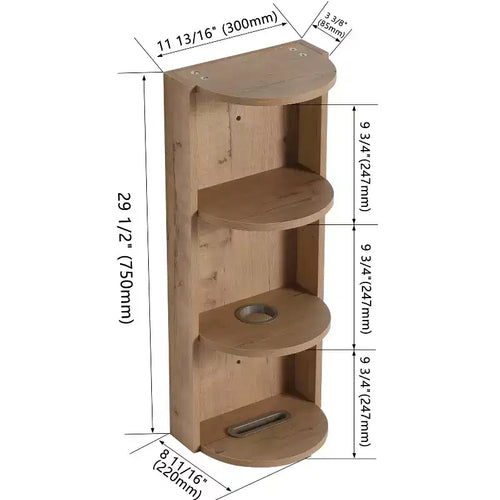 Étagère de rangement murale de salle de bain de 75 cm, conception à montage flottant à 3 niveaux, petit meuble latéral pour ranger un sèche-cheveux et un distributeur de mouchoirs