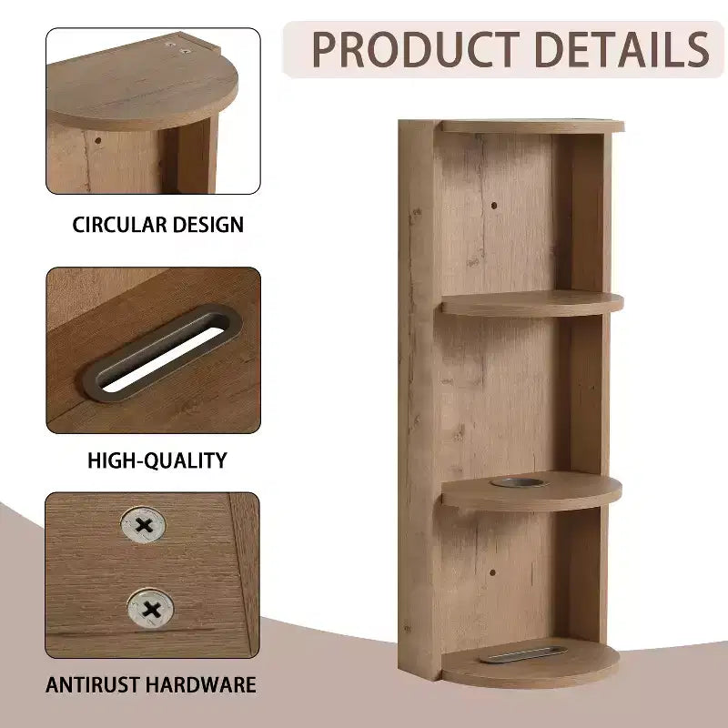 Étagère de rangement murale de salle de bain de 75 cm, conception à montage flottant à 3 niveaux, petit meuble latéral pour ranger un sèche-cheveux et un distributeur de mouchoirs