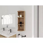 Étagère de rangement murale de salle de bain de 75 cm, conception à montage flottant à 3 niveaux, petit meuble latéral pour ranger un sèche-cheveux et un distributeur de mouchoirs