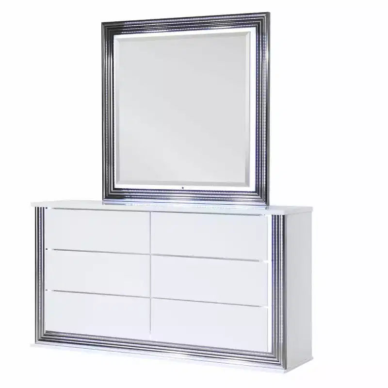 HomeStock Commode Horizontale 19.92 po H en MDF avec 3 Tiroirs, Fini Blanc