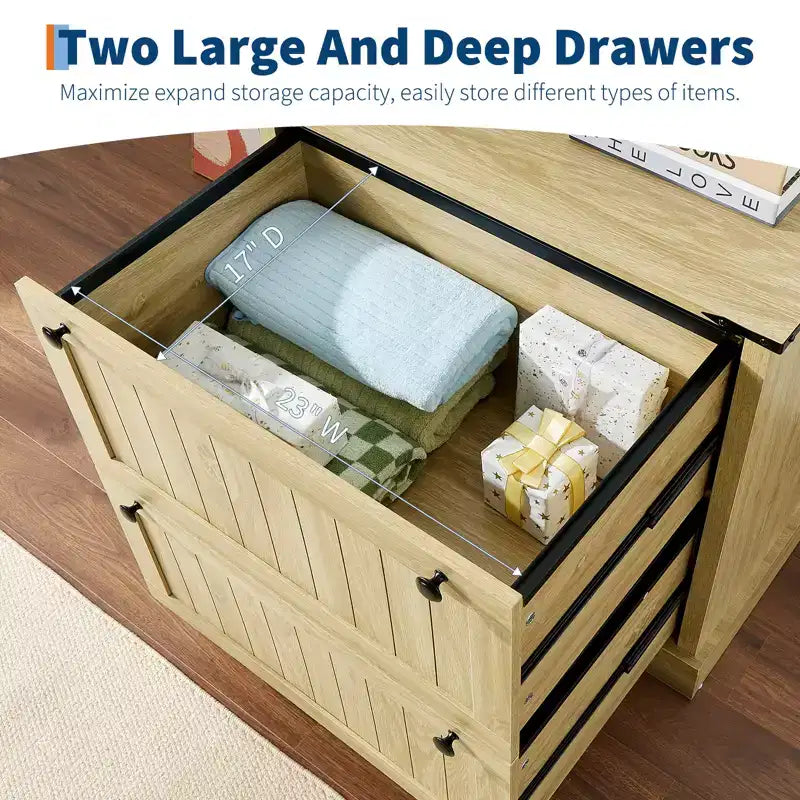 COZONY 30 Meuble de Rangement à 2 Tiroirs avec Dossiers Suspendus, Meuble de Rangement en Bois Rustique et Support d'Imprimante pour Bureau à Domicile, Salon