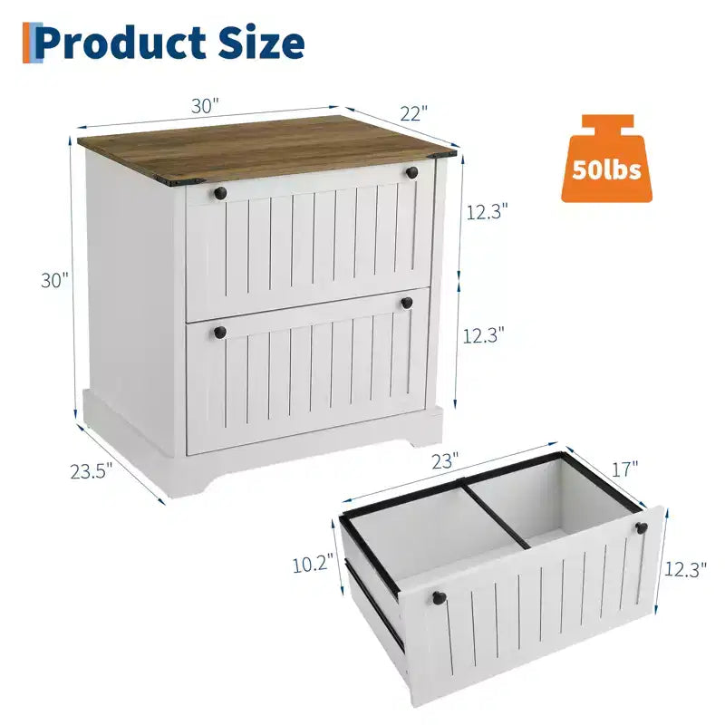 COZONY 30 Meuble de Rangement à 2 Tiroirs avec Dossiers Suspendus, Meuble de Rangement en Bois Rustique et Support d'Imprimante pour Bureau à Domicile, Salon