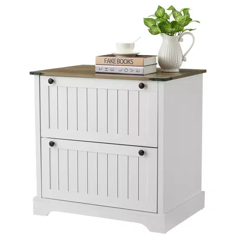 COZONY 30 Meuble de Rangement à 2 Tiroirs avec Dossiers Suspendus, Meuble de Rangement en Bois Rustique et Support d'Imprimante pour Bureau à Domicile, Salon
