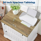COZONY 30 Meuble de Rangement à 2 Tiroirs avec Dossiers Suspendus, Meuble de Rangement en Bois Rustique et Support d'Imprimante pour Bureau à Domicile, Salon