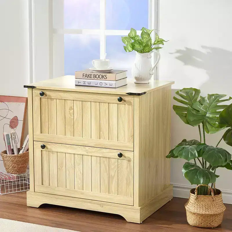 COZONY 30 Meuble de Rangement à 2 Tiroirs avec Dossiers Suspendus, Meuble de Rangement en Bois Rustique et Support d'Imprimante pour Bureau à Domicile, Salon
