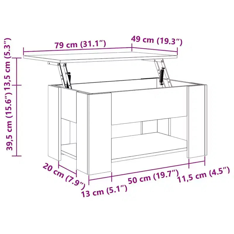 Table basse Chêne fumé Bois d'ingénierie 79 x 49 x 41 cm