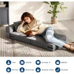 Fauteuil convertible en canapé-lit pliant, futon avec oreiller, matelas pliable une place pour salon, dortoir, appartement et bureau à domicile