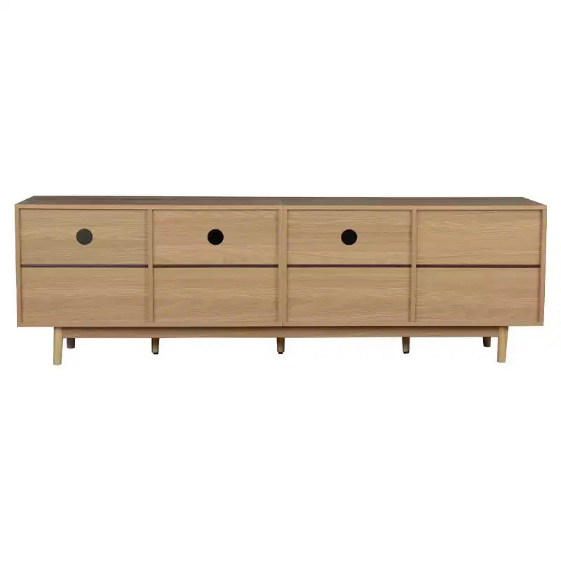 Meuble TV bohème pour téléviseurs jusqu'à 85 pouces, Meuble TV Console Meuble TV avec Portes en Rotin, Marron - ModernLuxe