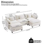 Canapé modulaire moderne en forme de U à 3 places EHMKNP - En chenille avec assise profonde, 2 poufs et 4 oreillers pour la maison/les appartements