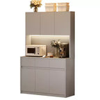 Meuble de rangement pour garde-manger de cuisine 71" avec éclairage LED et prise, Buffet de cuisine avec étagère pour micro-ondes, tiroir et étagère réglable, pour salle à manger