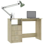 Bureau d'ordinateur de taille moyenne en bois d'ingénierie chêne Sonoma