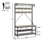 Porte-manteau et banc à chaussures de 72 po – Meuble de rangement industriel pour entrée avec tablette et crochets