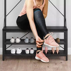 Porte-manteau et banc à chaussures de 72 po – Meuble de rangement industriel pour entrée avec tablette et crochets