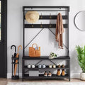 72 Tall Coat Rack & Shoe Bench  Industrial Entryway Storage with Shelf & Hooks