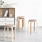 Set of 4 Stackable Stools, Round Backless Chairs for Dining Room, Kitchen, Classroom(Coffee color)
