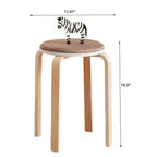 Lot de 4 tabourets empilables, sièges ronds sans dossier pour salle à manger, cuisine, salle de classe (couleur café)