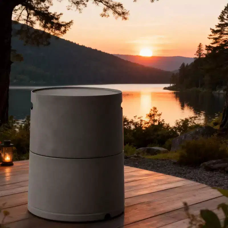 Cache-bouteille de propane rond en acier avec table d'appoint intégrée
