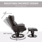 Fauteuil inclinable de massage avec repose-pieds ottoman, vibration 10 points et pivotement à 360°, fauteuil inclinable en similicuir pour salon avec télécommande