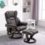 Fauteuil inclinable de massage avec repose-pieds ottoman, vibration 10 points et pivotement à 360°, fauteuil inclinable en similicuir pour salon avec télécommande