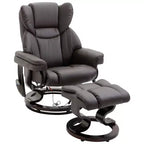 Fauteuil inclinable de massage avec repose-pieds ottoman, vibration 10 points et pivotement à 360°, fauteuil inclinable en similicuir pour salon avec télécommande