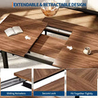Ensemble de table de cuisine, table à manger extensible avec 2 bancs et 2 tabourets carrés, table de cuisine pour 8 personnes, assemblage facile