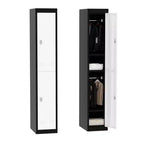 Armoire de rangement métallique robuste de 180 cm, Armoire en acier à 2 portes avec tringle de suspension et étagère pour bureau, salle de sport, école