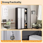 Armoire de rangement métallique robuste de 180 cm, Armoire en acier à 2 portes avec tringle de suspension et étagère pour bureau, salle de sport, école