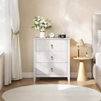2 tables de chevet cannelées en bois, commode à 3 tiroirs de 69,85 cm de large, tables de nuit modernes, commode de chambre à coucher, salon