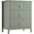 2Pcs Fluted Wood Nightstands, 27.5 Wide 3-Drawer Dresser Set, Modern Bedside Tables, Chest of Drawers for Bedroom, Living Room