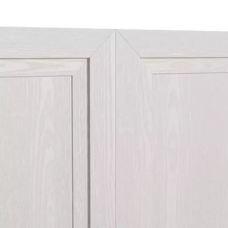 Meuble de rangement haut de 79 cm imitation bois, couleur blanche, avec 2 portes en bois massif pour chambre à coucher, salon/salle à manger
