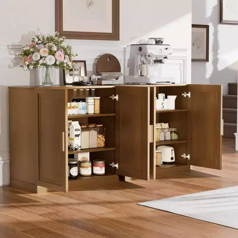 Meuble de rangement haut de 79 cm imitation bois, couleur blanche, avec 2 portes en bois massif pour chambre à coucher, salon/salle à manger