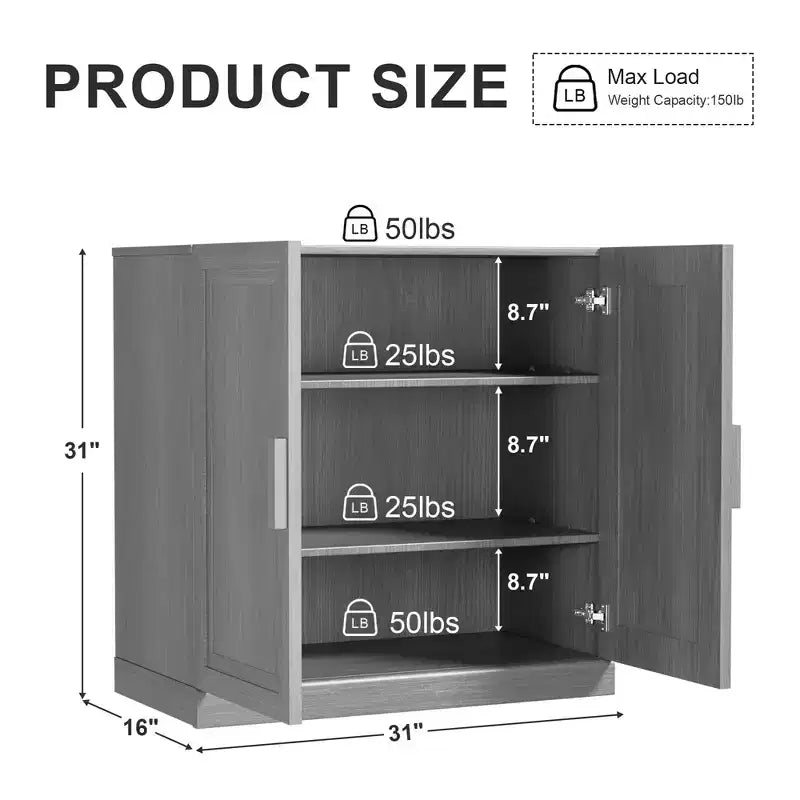 Meuble de rangement haut de 79 cm imitation bois, couleur blanche, avec 2 portes en bois massif pour chambre à coucher, salon/salle à manger