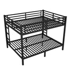 Okak Lit superposé Queen-Over-Queen 82,68 pouces avec cadre en métal, lit double peu encombrant avec barrières de sécurité, lit double à bruit réduit pour adolescents, adultes, noir