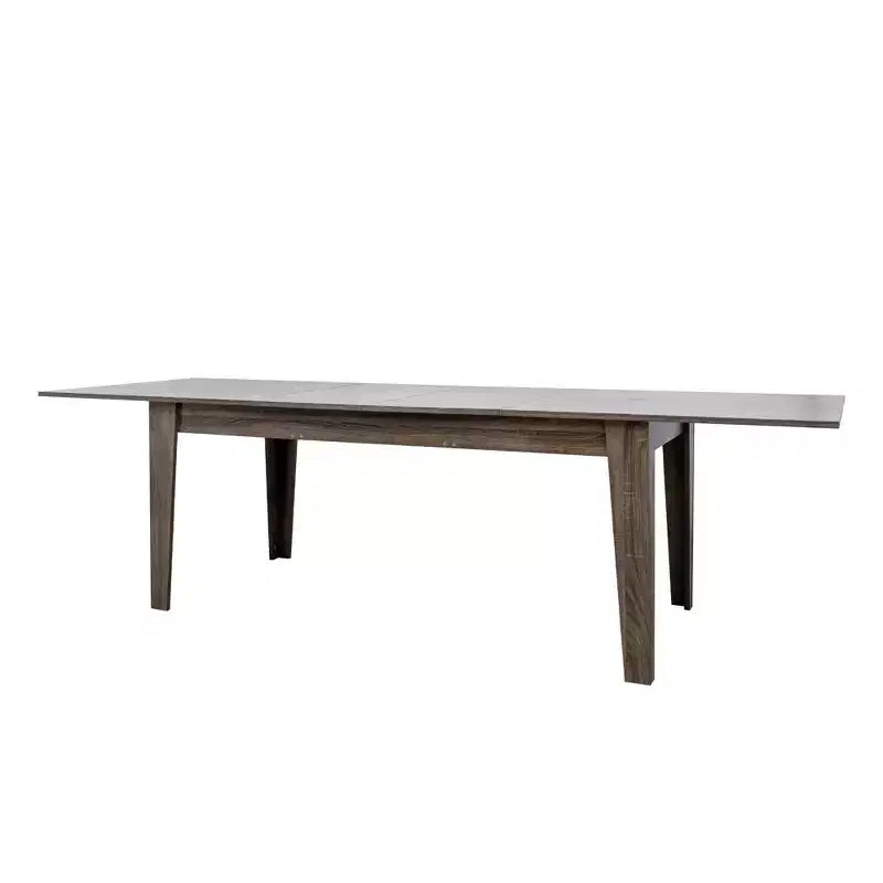 Table de salle à manger vintage Okak 106.3IN, table de cuisine extensible avec plateau long, table pliante pour fête, célébration, réunions, chêne foncé