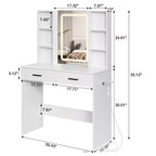 Coiffeuse Hommpa avec station de charge et étagères de rangement Blanc Basique