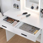 Coiffeuse Hommpa avec station de charge et étagères de rangement Blanc Basique