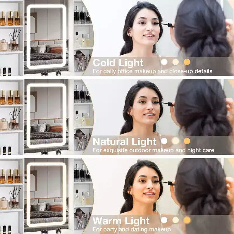 Coiffeuse Hommpa avec station de charge et étagères de rangement Blanc Basique