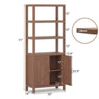 Bibliothèque à 2 portes, armoire de rangement de 180 cm de haut, étagère de rangement à 5 niveaux avec étagères réglables, convient pour le salon, le bureau à domicile, la chambre à coucher,