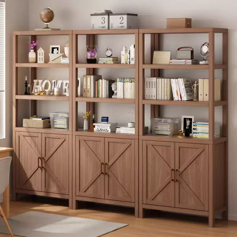 Bibliothèque à 2 portes, armoire de rangement de 180 cm de haut, étagère de rangement à 5 niveaux avec étagères réglables, convient pour le salon, le bureau à domicile, la chambre à coucher,