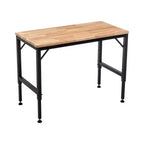 Bureau Debout Industriel Robuste Okak 48/60 Pouces, Bureau d'ordinateur Réglable avec Patins/Roues en Caoutchouc, Bureau pour Salon, Bureau, Étude