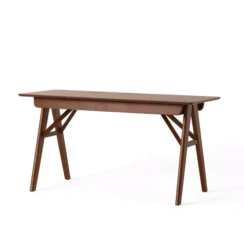 Okak 57IN Bureau d'ordinateur moderne au design élégant, bureaux à domicile avec 1 tiroir, bureau debout pour salle de lecture, chambre à coucher, bureau, noyer