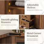 Commode 5 tiroirs, commode de chambre moderne en bois avec tiroirs de rangement, meuble TV de style ferme pour le salon, la chambre, le couloir