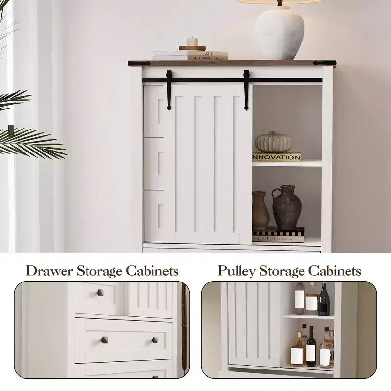 Commode 5 tiroirs, commode de chambre moderne en bois avec tiroirs de rangement, meuble TV de style ferme pour le salon, la chambre, le couloir