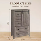 Commode 5 tiroirs, commode de chambre moderne en bois avec tiroirs de rangement, meuble TV de style ferme pour le salon, la chambre, le couloir