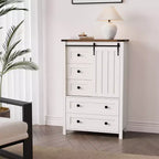 Commode 5 tiroirs, commode de chambre moderne en bois avec tiroirs de rangement, meuble TV de style ferme pour le salon, la chambre, le couloir