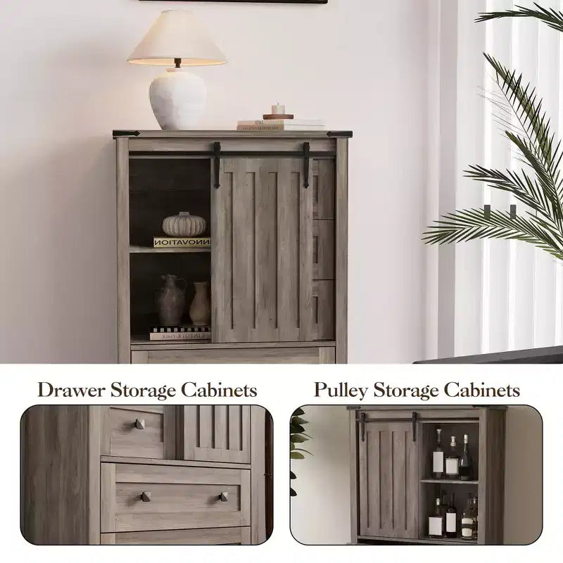 Commode 5 tiroirs, commode de chambre moderne en bois avec tiroirs de rangement, meuble TV de style ferme pour le salon, la chambre, le couloir