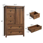 Commode 5 tiroirs, commode de chambre moderne en bois avec tiroirs de rangement, meuble TV de style ferme pour le salon, la chambre, le couloir