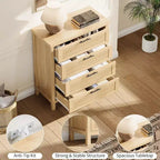 Commode 4 tiroirs, Commode de chambre moderne en bois avec poignées et tiroirs de rangement, Meuble TV de style ferme pour salon, chambre à coucher, couloir