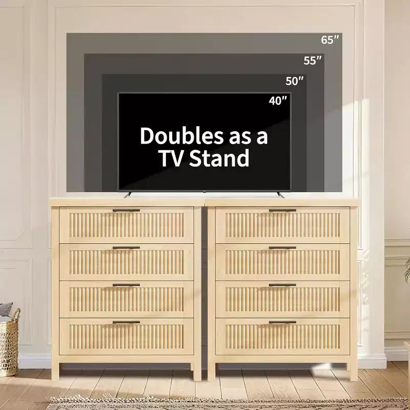 Commode 4 tiroirs, Commode de chambre moderne en bois avec poignées et tiroirs de rangement, Meuble TV de style ferme pour salon, chambre à coucher, couloir
