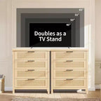 Commode 4 tiroirs, Commode de chambre moderne en bois avec poignées et tiroirs de rangement, Meuble TV de style ferme pour salon, chambre à coucher, couloir